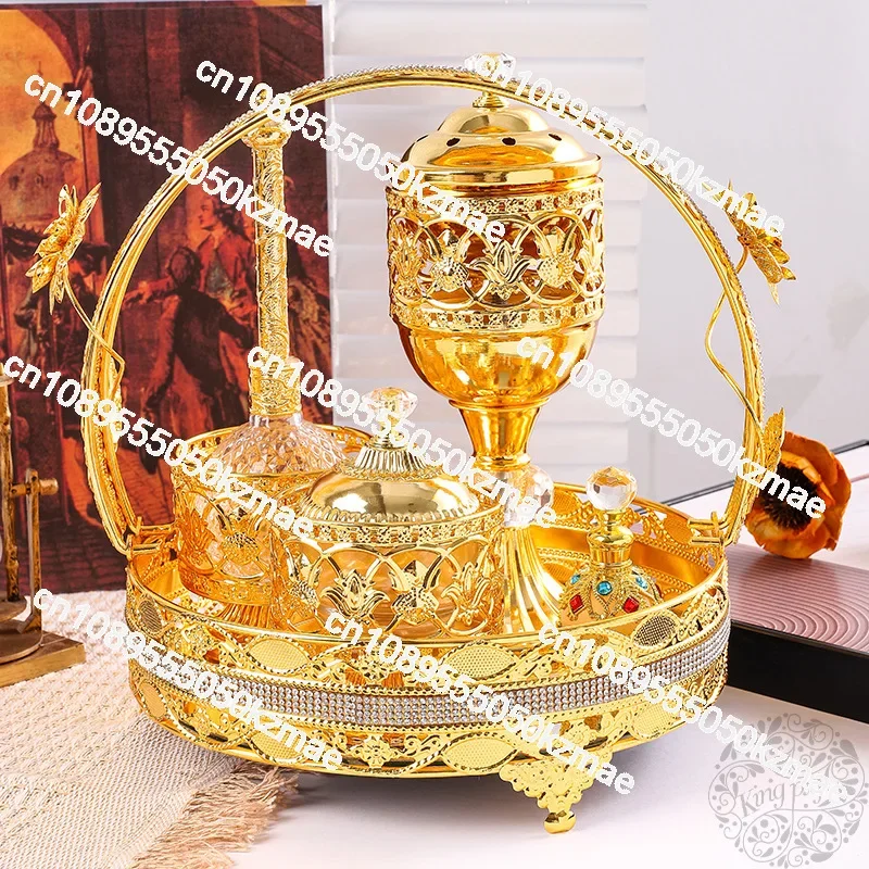Glass basket cross-border European incense burner 5-piece set incense jar home decoration ornament antique style