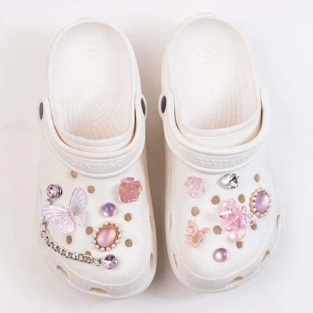 Schuh Charms DIY rosa Strass Schmetterling Bär Dekoration Schnalle für Loch Schuh Charm Zubehör Kinder Party Mädchen Geschenk