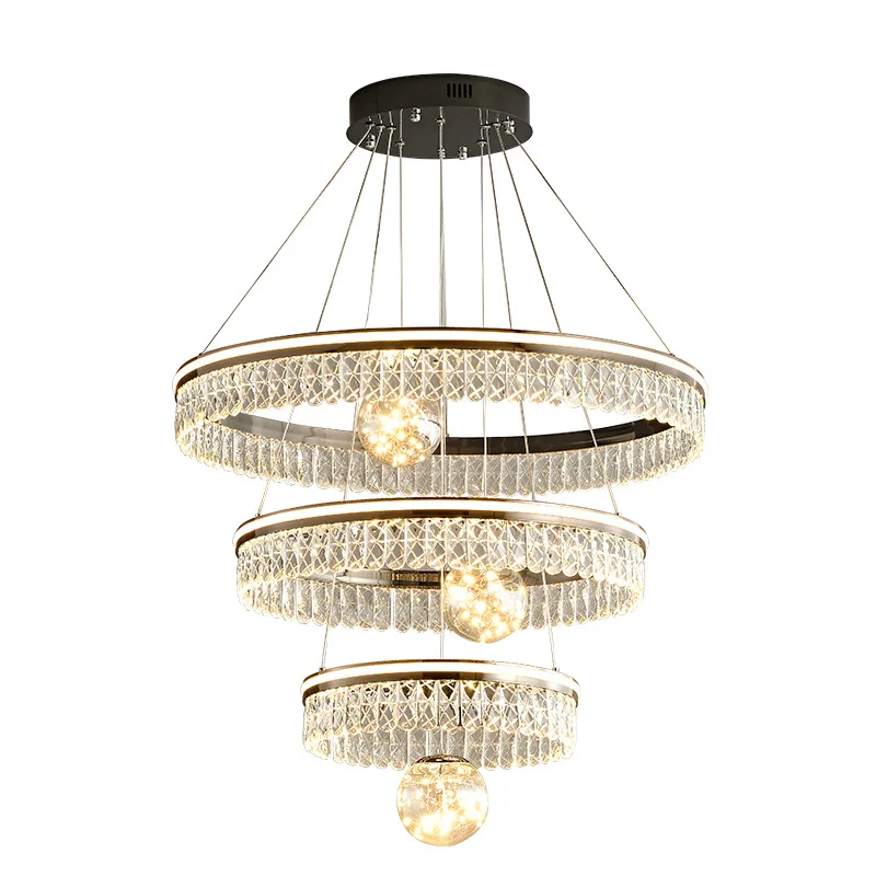 

Light luxury crystal living room chandelier Modern atmosphere High-end villa Duplex