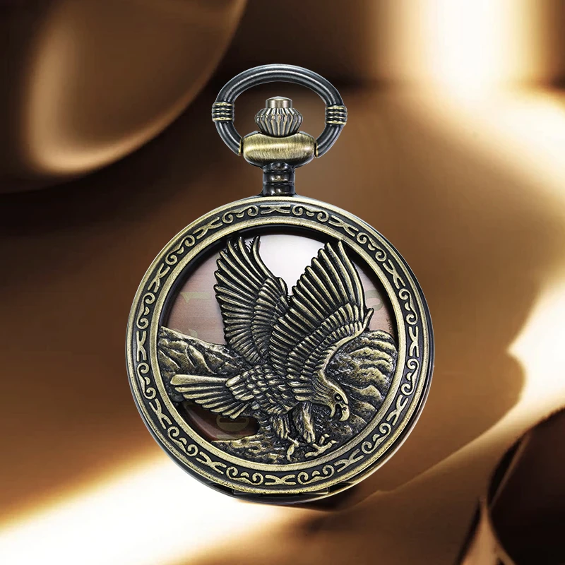 1pc Quartz pocket watch with vintage-style animal eagle motif with thickened links This pocket watch is perfect for wearing Holi