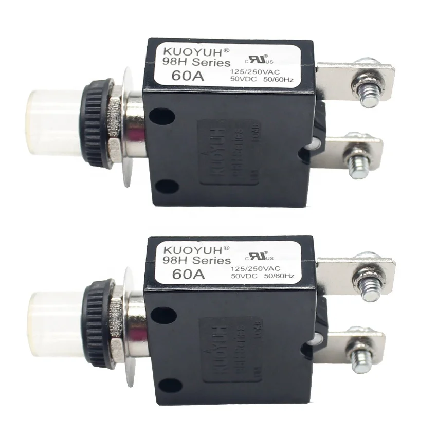 KUOYUH 98h Series Mini Automatic Circuit Breaker Manual Reset Overload Protector Switch with Straight Nail 40A 80A Option