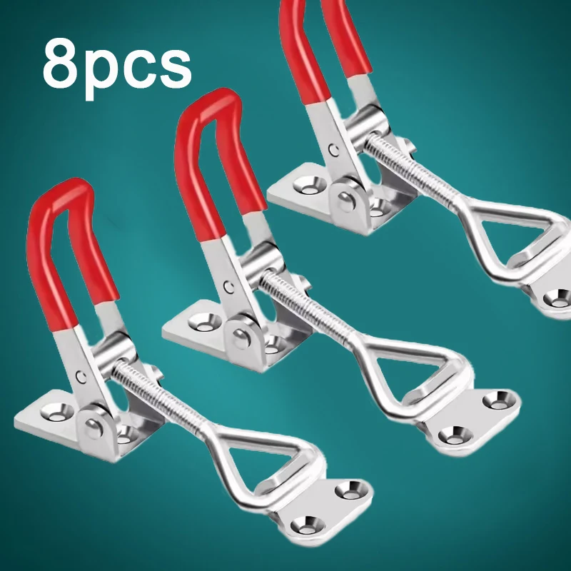8 STUKS Ijzer Gegalvaniseerd/Roestvrij Staal Verstelbare Toggle Clamp Catch Sluiting Quick Release Klem Antislip Push Pull Toggle Clamp