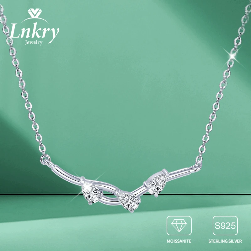 

Lnkry Certified 3x5mm Pear Cut Moissanite Necklaces Collare Mujer 925 Sterling Silver Tree Branch Pendant Necklace For Women