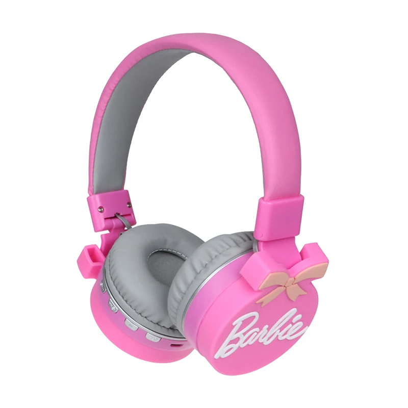 Barbie Wireless Bluetooth Headphone Y2K Pink 3D Stereo Headset Ladies Head-Mounted Bluetooth Music Headset Present Girl's Gift