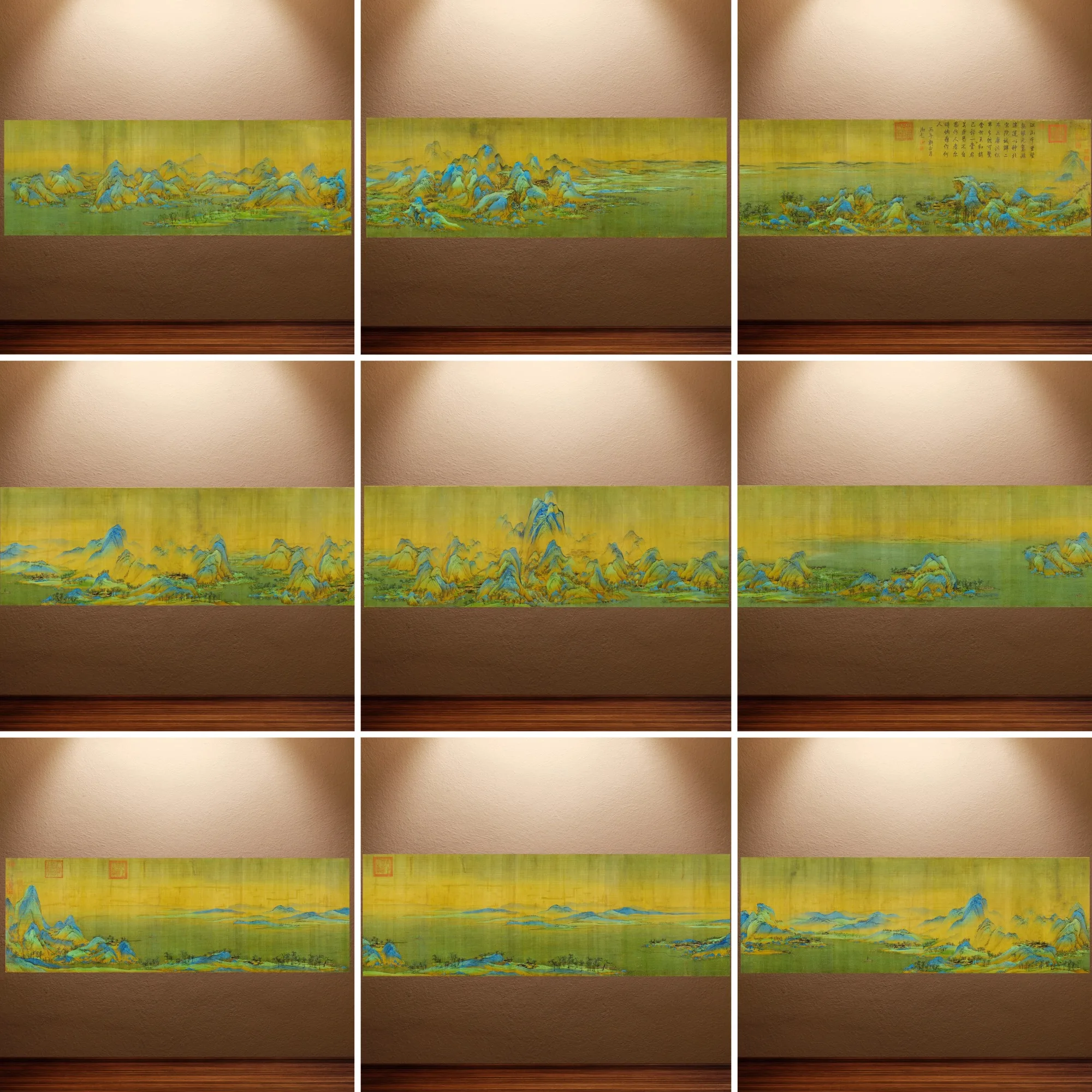 Chinese Traditional Landscape Painting A Thousand Li of Rivers and Mountains Canvas Painting Home Decor Wall Art for Living Room