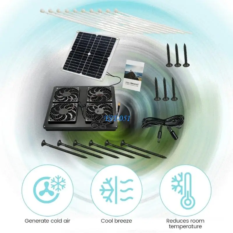 E15A Pack of 1 Solar Propelled Ventilation Set with 4 Large Central Admirers for Exhaust