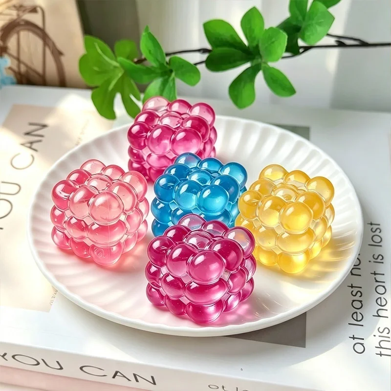Textured Bubble Maltose Cube Sensory Toys Slow Rebound Clear Squeeze Stress Anxiety Relief Calmer Office Desk Relax Ornament