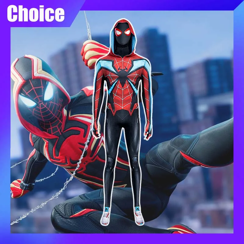 

PS5 Spider Man Miles Evolution Suit Cosplay Costume Superhero Jumpsuit Comic-con Carnival Masquerade Party Props Bodysuit Gift