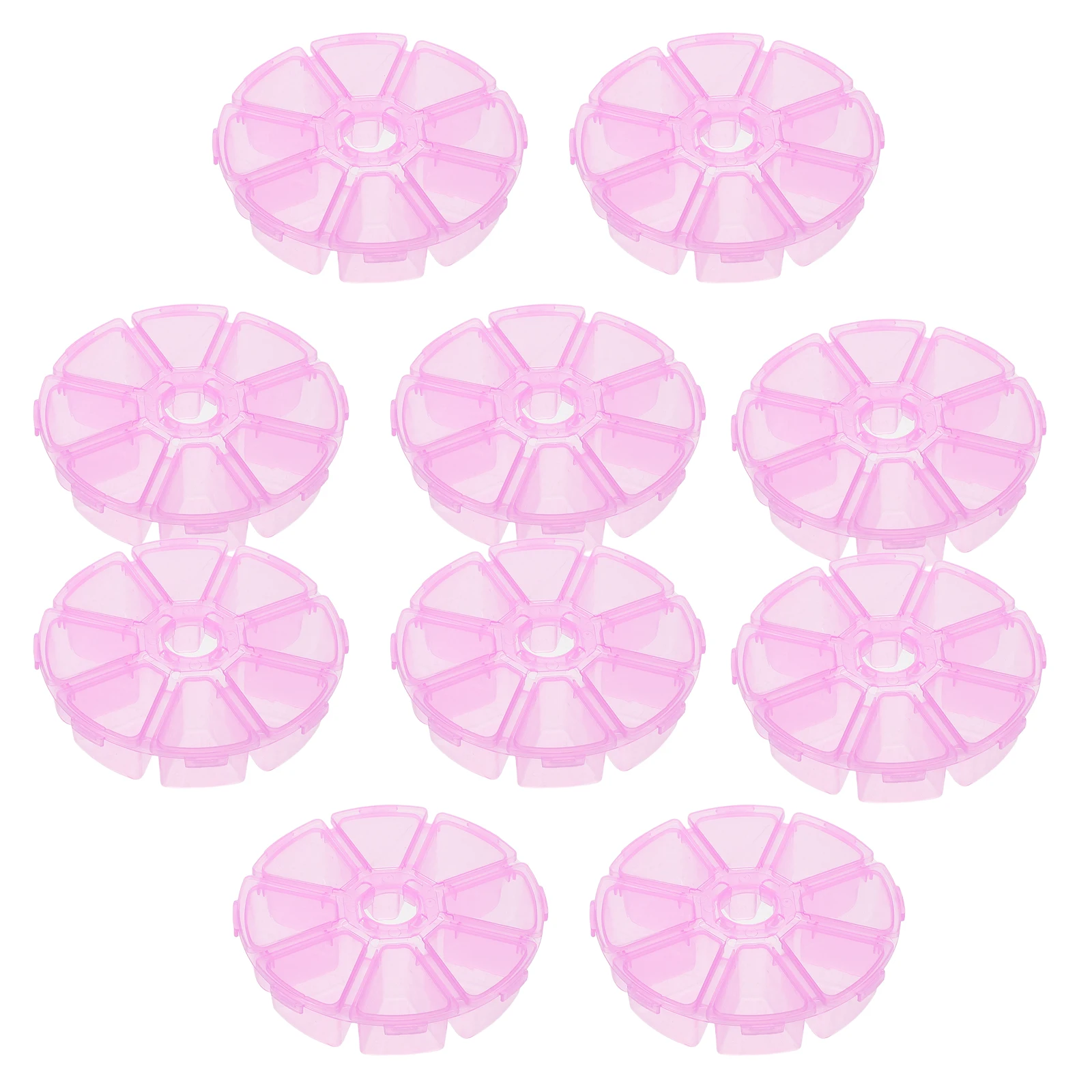 

10 Pcs Jewelry Organizer Storage Box Plastic Round 8 Compartments Jewelry Organizer DIY Nail Small Containers
