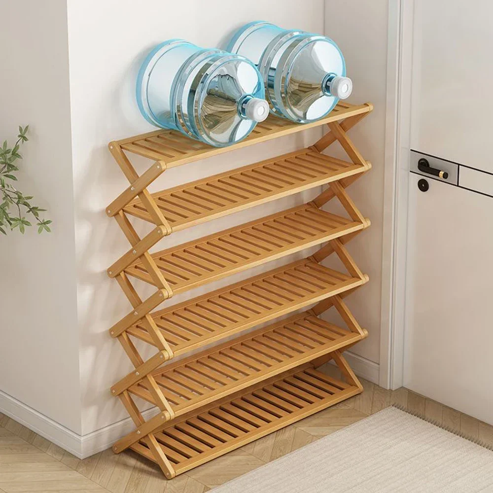 Bamboo X-shaped Shoe Rack Installation Free Multilayer Folding Shoes Rack Space Saving Home Furniture Shoe Stand Storage Shelf