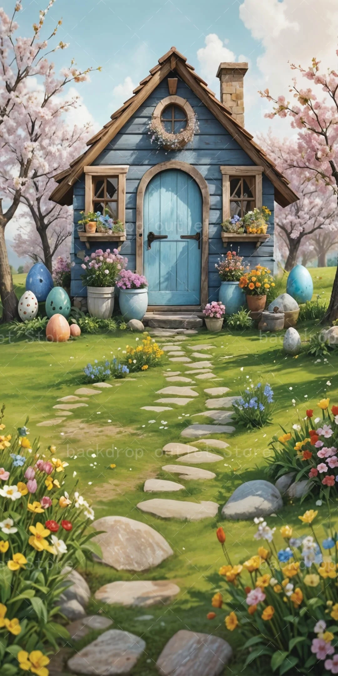 Mehofond Easter Cottage Photo Backdrop Floral Bunny Egg Decor Spring Holiday Kids Party Baby Shower Photo Background