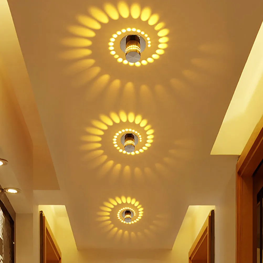 Modern 3W Spiral LED Wall Sconce Yellow Light Spiral Lamp Energy Saving Eco Friendly for Bar Disco Ktv Decoration Lighting
