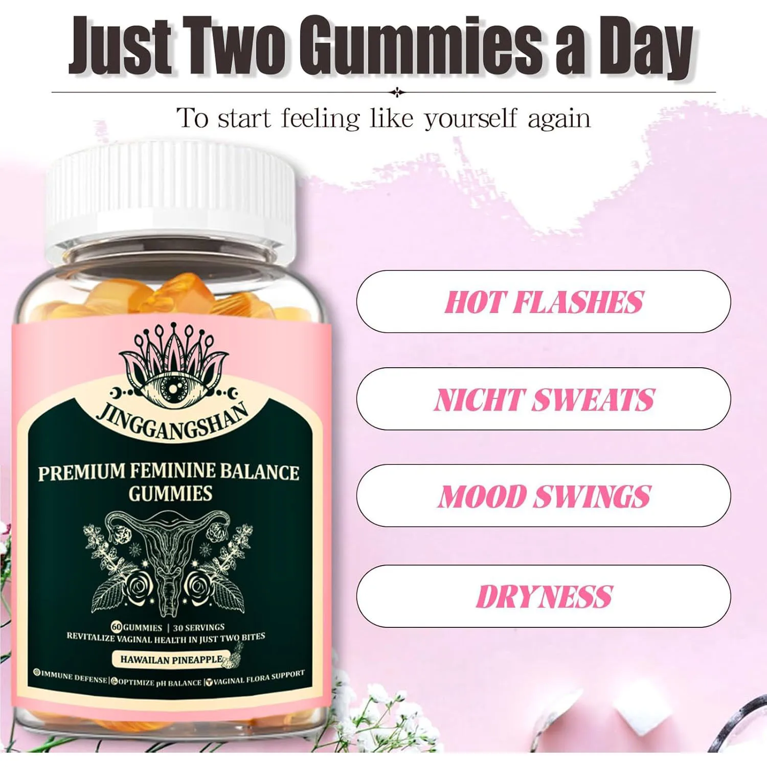 

1 bottle of female balanced gummies to enhance immunity reduce skin wrinkles regulate endocrine disorders reduce fatigue