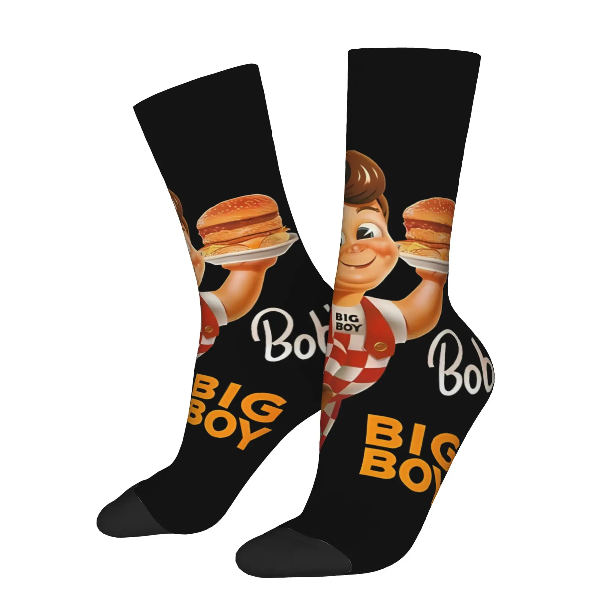 

Funny Sock Bob's Big Hamburgers BOB S BIG BURGER Vintage Seamless Pattern Printed Men Socks Casual Men's Socks