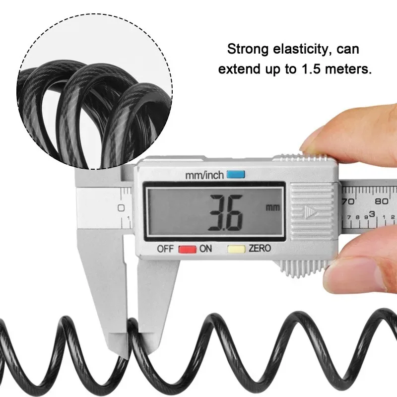 Picture 5: Motorcycle Bicycle Anti-Theft Chain 4-Digit Password Combination Helmet Lock Safety Portable Cable Lock Durable Wire Rope