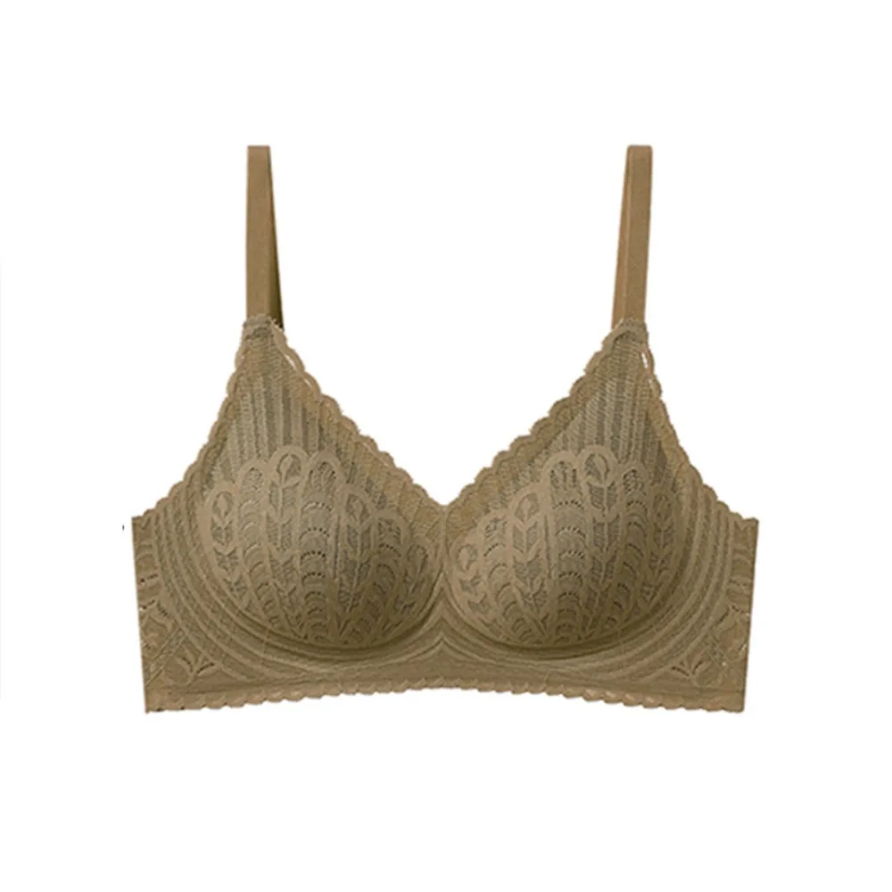 Breathable Mesh Wireless Deep V Bra Anti-sagging Shockproof Lace Push Up Bra Lingerie Thin Underwear Women Girls