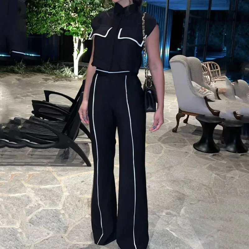 Sense Of Design New Arrivals Spring Summer Women's Clothing Casual Fashion Simple Temperament Waist-Controlled Homewear Suits