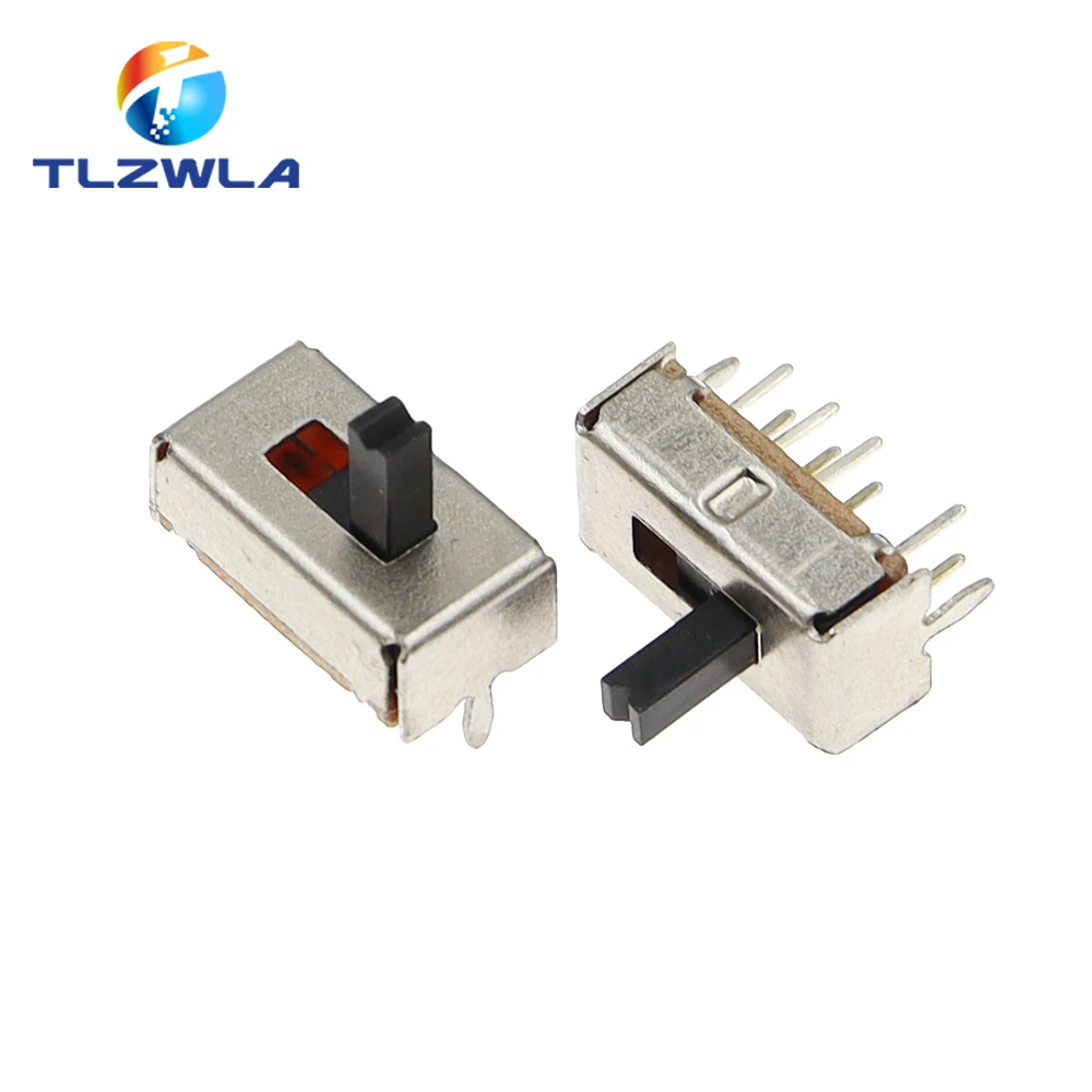 10PCS SS23D07 8 PINS 3 Position 2P3T Toggle Switch Double Vertical Sliding Switch Handle Length 5MM Bracket