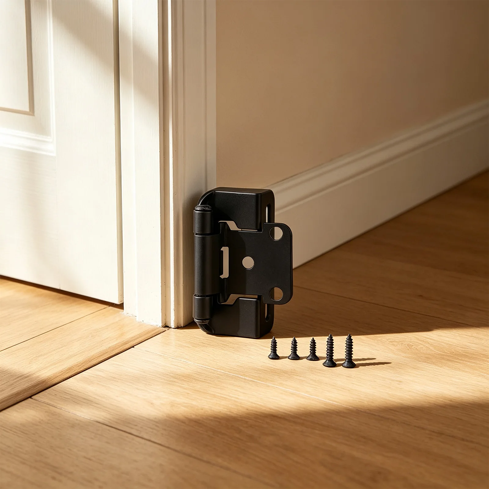Nickel Finish Self-Closing Hinge for Use with Overlay and Full-Overlay Cabinet Doors in New Construction and Retrofit Projects