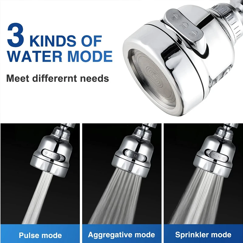 360 Degree Adjustment Faucet Adapter 2/3 Modes Universal Kitchen Water Tap Extender Anti-splash Water Saving Sink Faucet