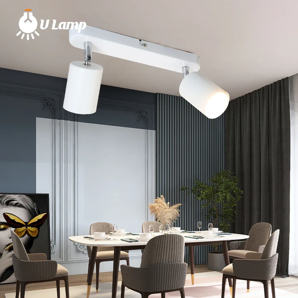 

2 Heads LED Spotlight Angle Adjustable with GU10 Socket Suitable for Surface Installation Home Bar Shopping Hall Decoration