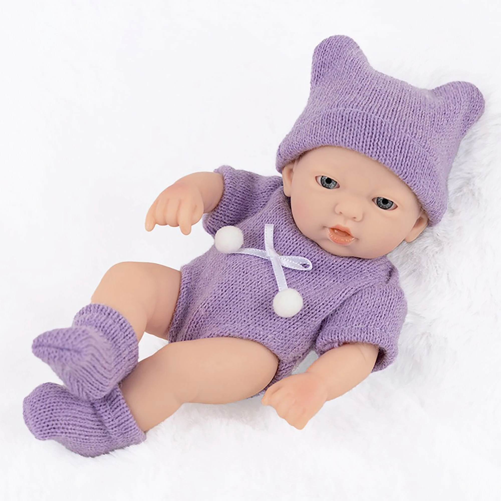 

New 7-Inch Soft Vinyl Rebirth Doll 3D Artificially Painted Mini Comfort Baby Doll With Movable Limbs Interchangeable Clothes DQ7