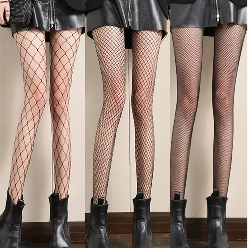 Sexy Women Long Fishnet Mesh Nylon Tights Versatile Snag-proof Slim Perfect Legs Hollow Pantyhose High Waist Leggings Hosiery