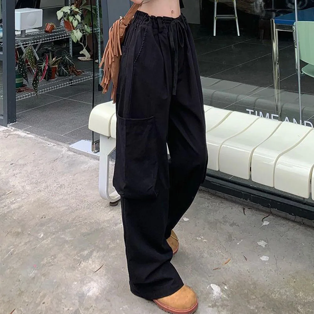 일상용 캐주얼 외출 여성 스트리트웨어 하라주쿠 와이드 레그 바지 와이드 레그 새 상품 편안한 착용감