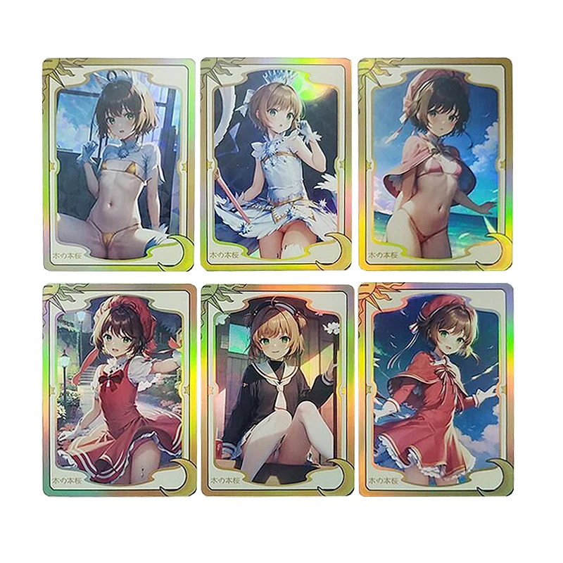 

Diy Self Made 6Pcs/set 63*88Mm Card Captor Swimsuit Collection Card Color Flash Anime Peripherals Card Gift Toys