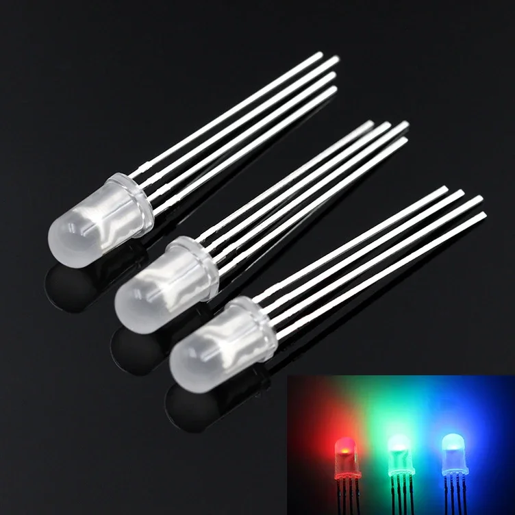 100PCS F5 5MM LED Diode Assorted Kit Straw Hat LED Diodes White Red Blue Green Yellow DIY Light Emitting Diodes