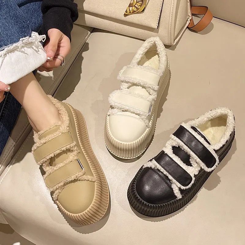 Scarpe invernali donna Casual Sneakers femminili appartamenti zoccoli piattaforma punta tonda stile britannico vestito Creepers nuovo piccolo Preppy