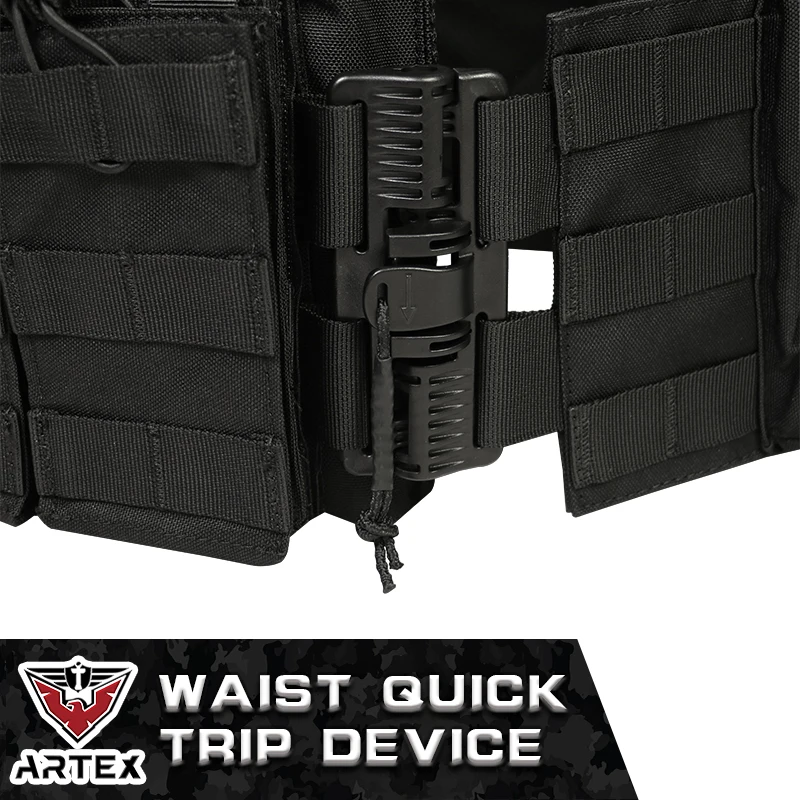 Colete tático Artex-ajustável com porta-placas, airsoft, liberação rápida, 6094k, caça, airsoft, 1000d