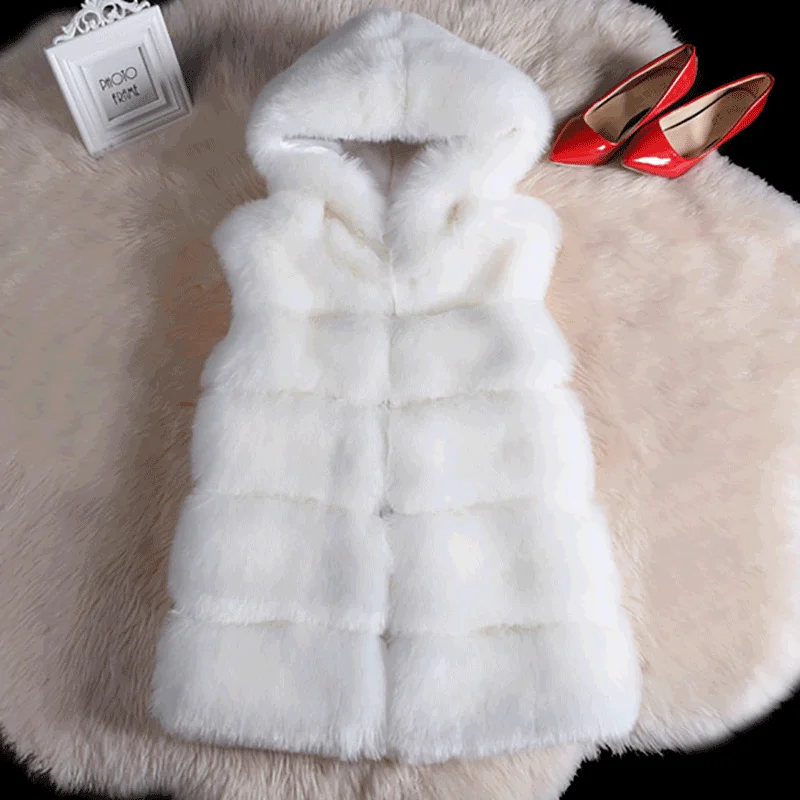 Faux Fur Vest Fashion Faux Fur Coats Women Sleeveless Long fur Jacket Gilet Fourrure manteau femme fake vests Overcoat N133