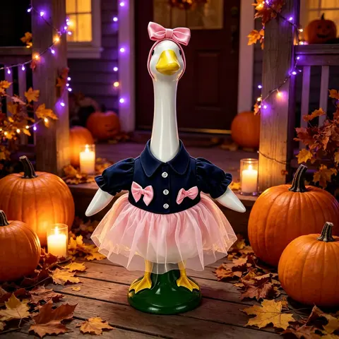 23 in Porch Goose Outfits Denim Patchwork Sweet Girl Dress Bow Headband