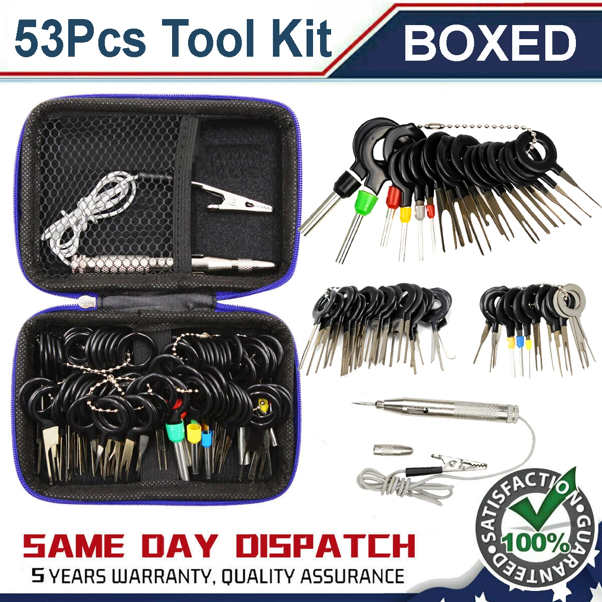 

Car Pin Extractor Terminal Removal Tool Kit Ejector Connector Puller Plug Repair Hand Accessories + Electric Wire Circuit Tester