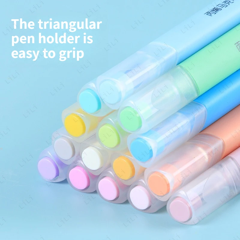 Set Pena Spidol Akrilik Gambar Anak-anak DIY Grafiti Pena Cat Air Hadiah Liburan Alat Tulis Siswa