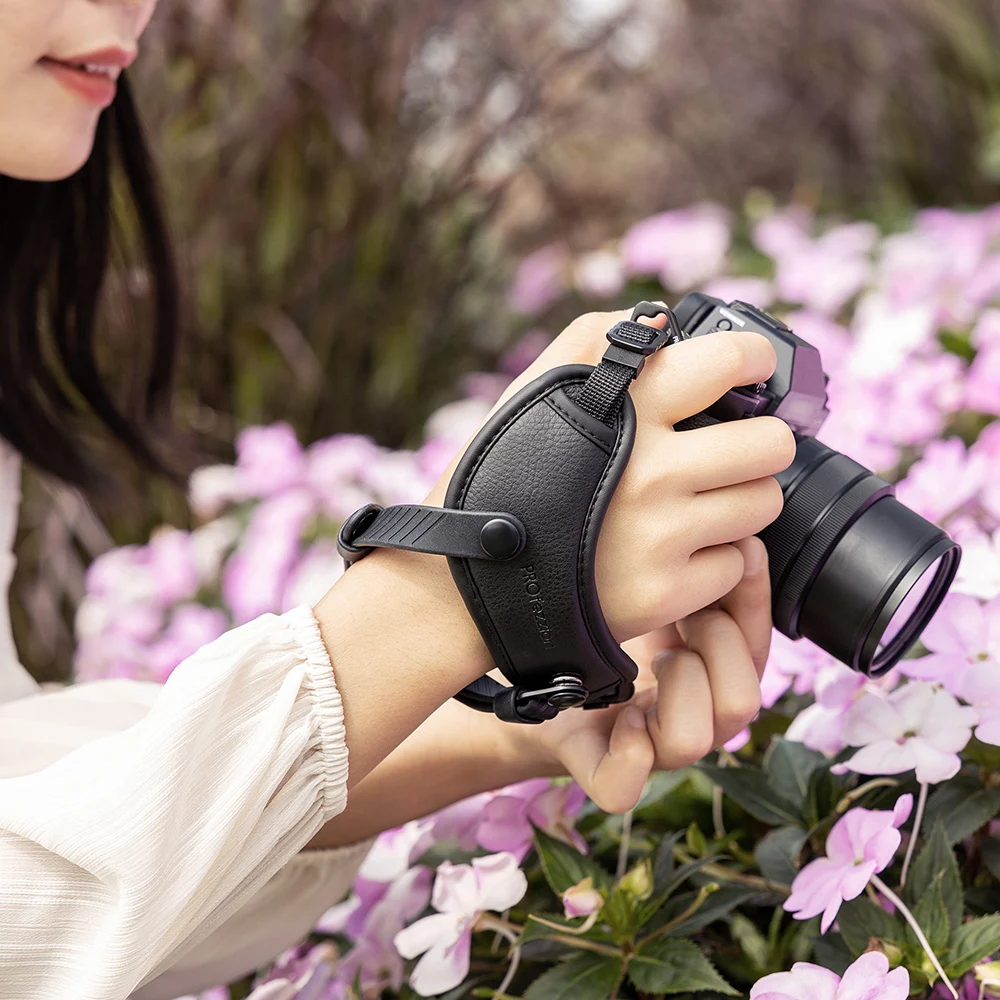 PROfezzion – dragonne en cuir à dégagement rapide pour appareil photo DSLR, plaque suisse Arca à filetage 1/4-20, sans miroir