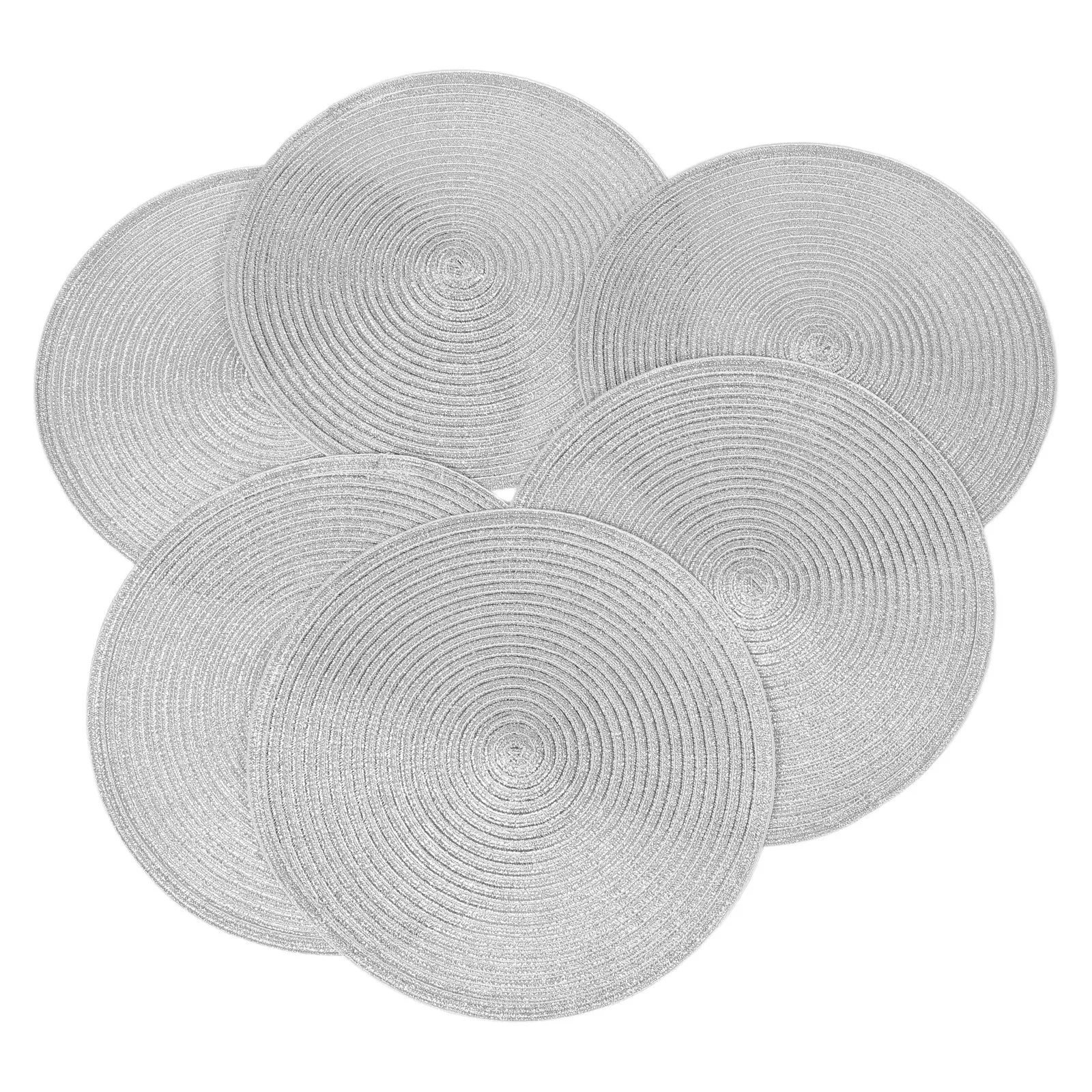

6Pcs Round Cotton Thread Weave Placemats Heat Resistant Table Protectors Kitchen Hot Plate Mats Dining Coasters