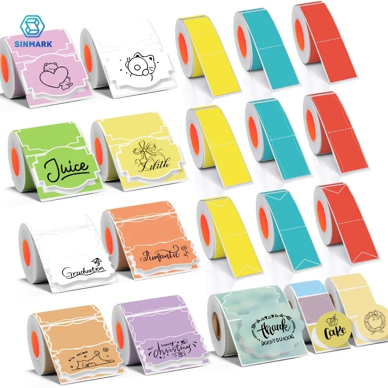 sinmark-20ロール-カラーサーマルラベル用紙、ラベル印刷用-sk20-sk35-sk45およびphomemo-m120-m220-m110-m200に対応