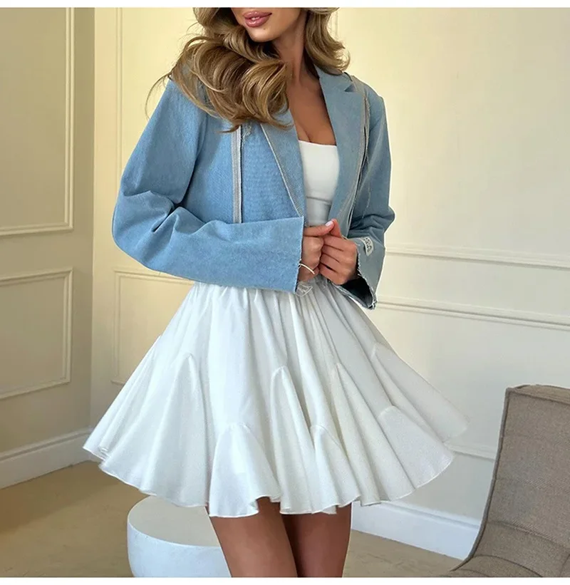 White Ruffle Mini Skirt With Shorts For Women Summer A Line Tennis Skirt Ladies Sexy Black Irregular Short Pleated Skirts