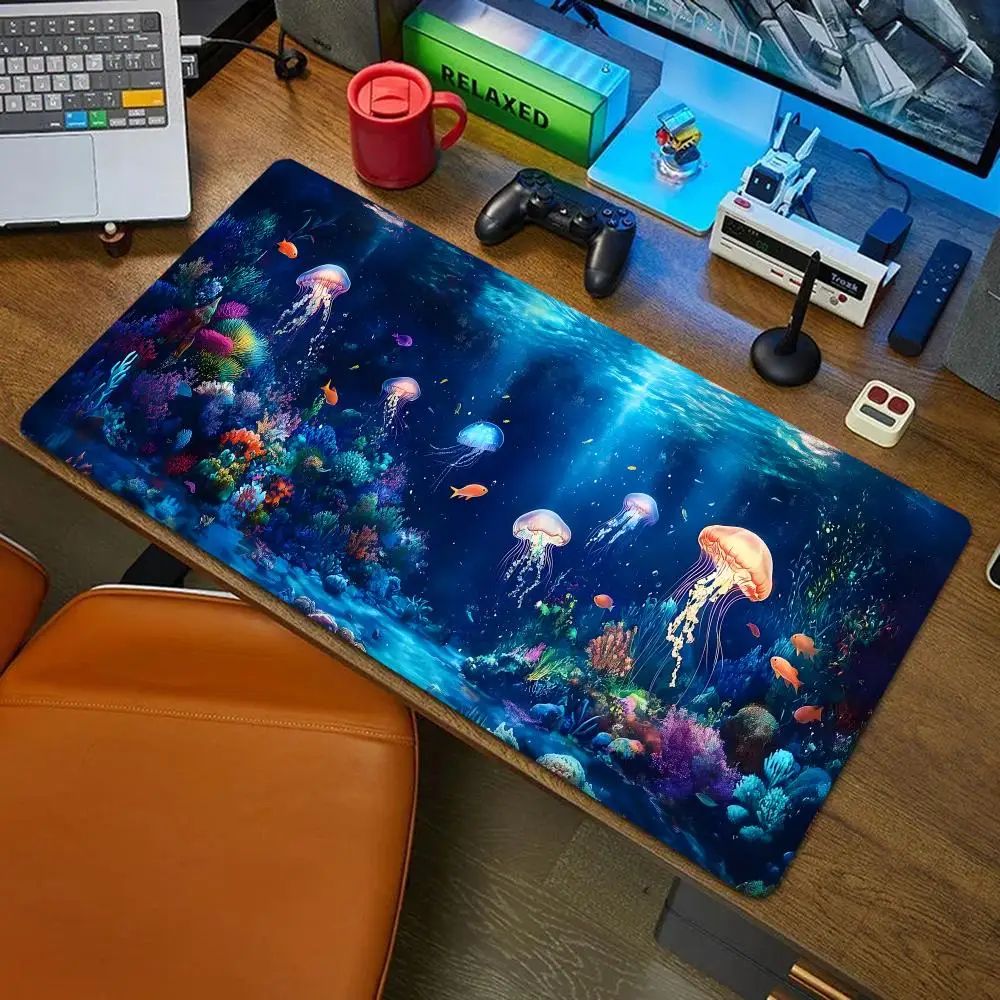 Jellyfish Mouse Pad Mous Pad Pc Gamer Computer Accessories Mousepad Gaming Laptop Keyboard Carpet Large Desk Mat Rug