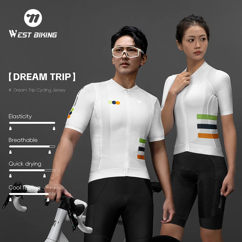

WEST BIKING Motorcycle Jersey Breathable Short Sleeve Cycling T-Shirt Multicolor UV-Protection Bicycle Top Sports Equipment