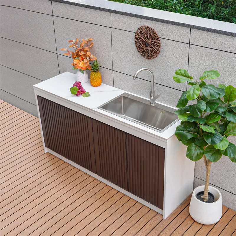 

Outdoor courtyard washbasin Outdoor aluminum alloy rock slab imitation marble washbasin Balcony Locker Operator