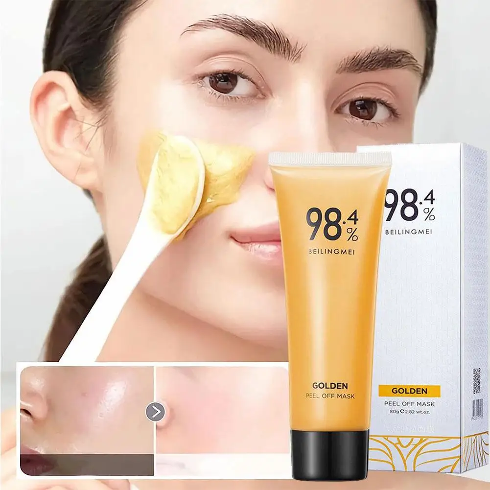 Mascarilla Facial Gold Peel de 80g para niña, limpia puntos negros, aclara profundamente los poros de la nariz, limpia y perfecciona los poros