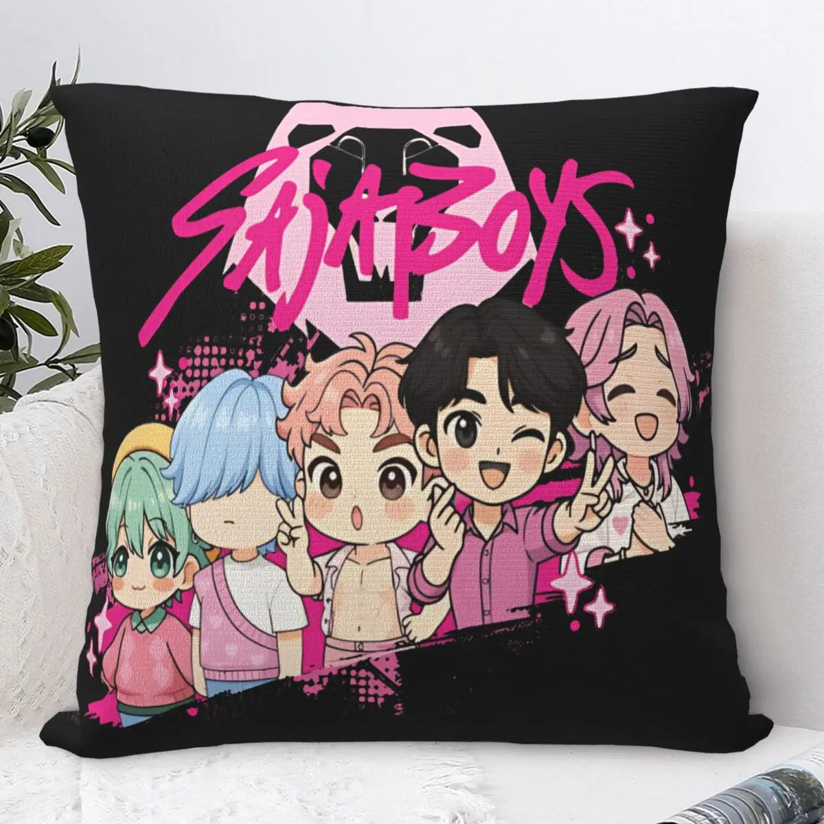 

Pillow Case Saja Boys Square Pillow Cover Kpop Cute Funny Cushion Cover Graphic Pillowcases For Chair Sofa Home Decoration