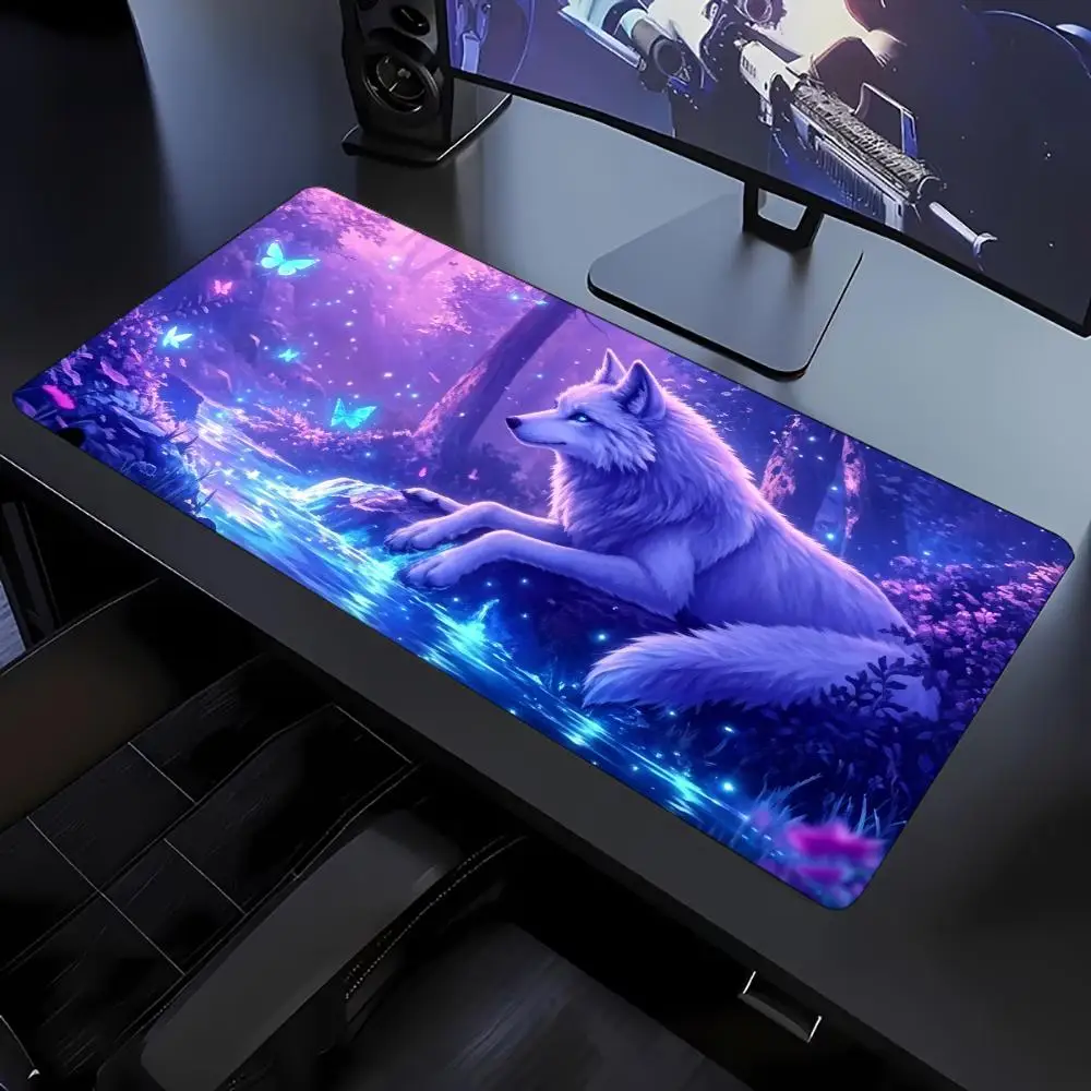 Mystical Galaxy Wolf Fantasy Art Non‑Slip Rubber Mouse Pad Smooth Desk Mat For Accurate Mouse Control Gaming Laptop Desktop Use