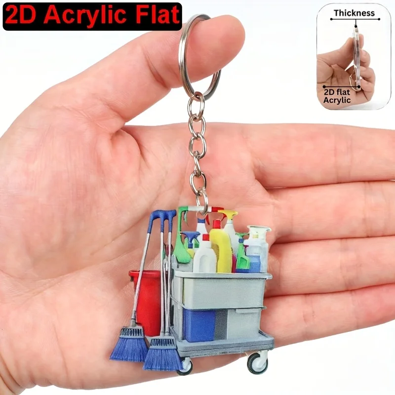 2D Flat, 1 Multifunctional Cleaning Product-Themed Keychain with Multi-Ring Design and Color-Coded Hanging Rings - Accessories for Car Keys, Usb, Mobile Phones, and Backpacks - Durable - Suitable for Women's Accessories, Housewarming Gifts (Compatible with Multiple Brands of Cleaning Products) - Decorative and Functional Key Ring with Multi-Ring System and Central Hub, Easy to Attach - Compact and Practical Design, 2D Flat