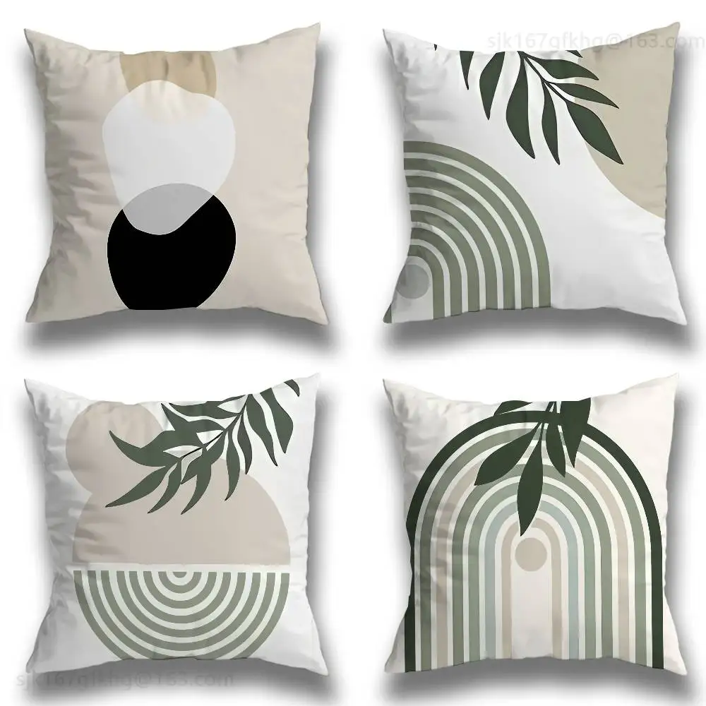 

Abstract Plants Pillow Case Square Double-Sided Printing Short Plush Sofa Cushion Cover Bedroom Bedside Pillow