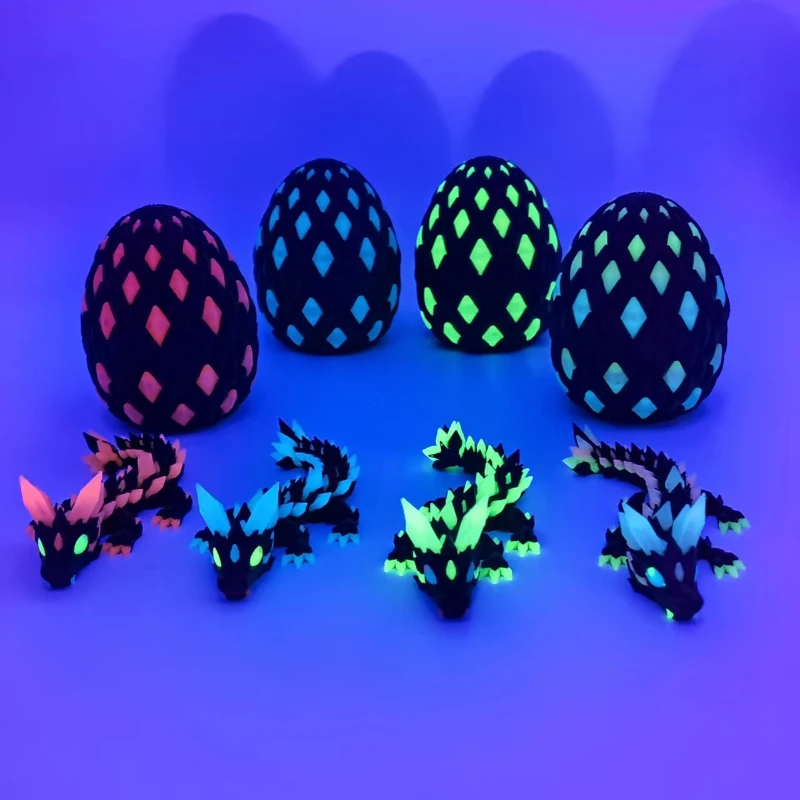 

1PCS Colourful Luminous Crystal Flying Dragon 3D Printed Toy Joint Movable Simulation Animal Gemstone Dragon Model Desktop Decor
