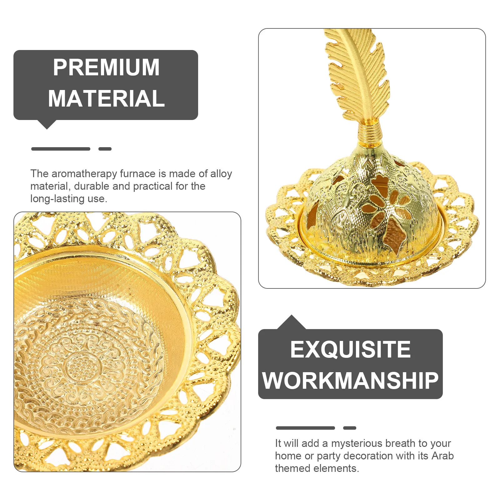 

Vintage Alloy Incense Burner Home Decor Aromatherapy Holder Portable Lightweight Middle East Design Study Bedroom Yoga